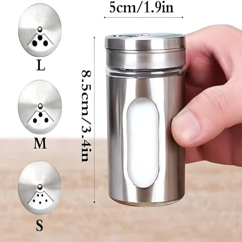 1 piece Stainless Steel Glass Salt & Pepper Jar