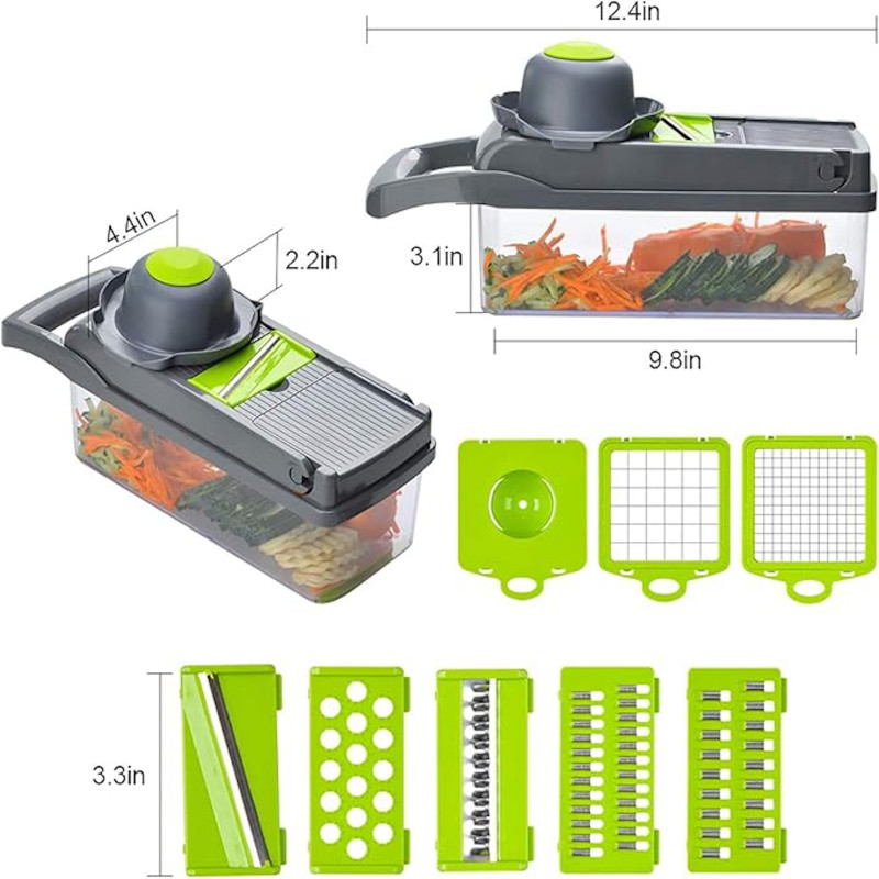 Multifunctional 16-in-1 Fruit and Vegetable Slicer, Dicer, Spiralizer, Shredder & Cutter