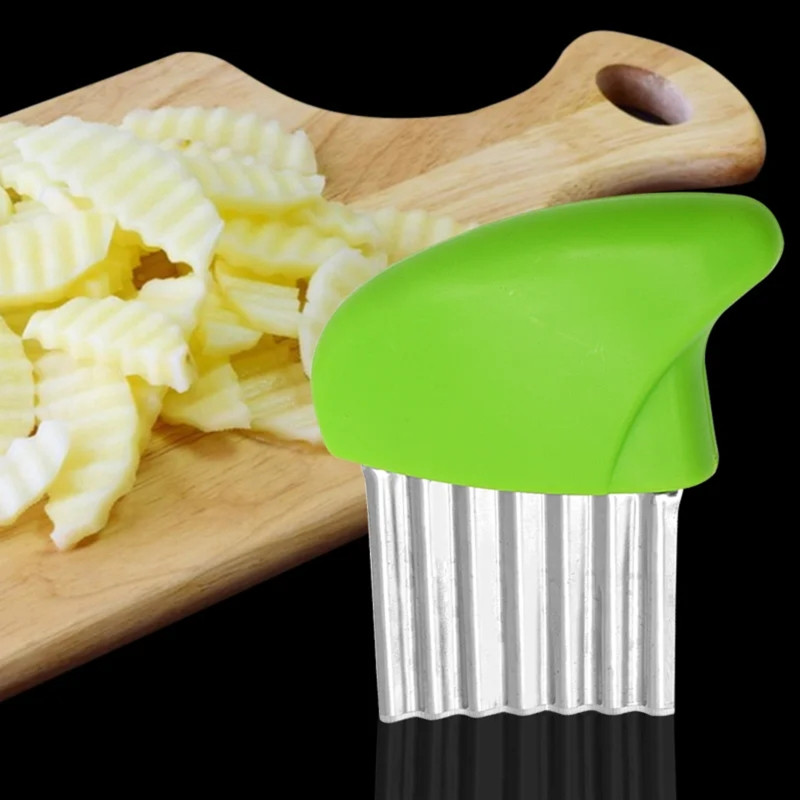 Manual Stainless Steel French Fry & Crinkle Cutter – Wave Shape Knife for Potatoes & Vegetables