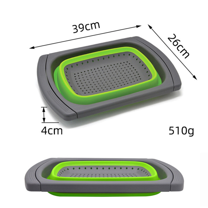 Folding Telescopic Over-Sink Colander – Heavy-Duty & Extendable (Gray-Green)