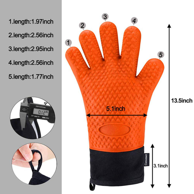 Heat-Resistant Silicone Grilling Gloves – Waterproof & Durable 1-Piece