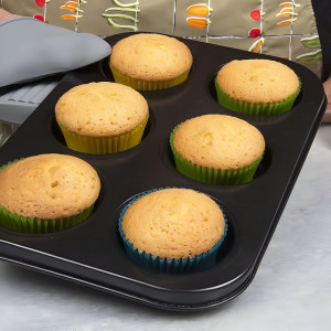 Black Carbon Steel 6 Muffin & Cup Cake Mold Tray