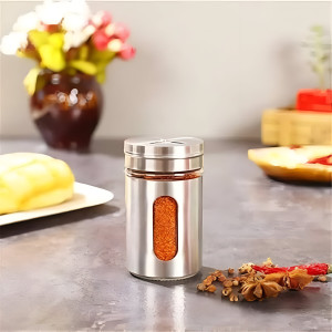 1 piece Stainless Steel Glass Salt & Pepper Jar