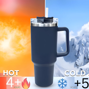 1180ml Tumbler Mug With Lid & Straw, Insulated Travel Mug with Handle