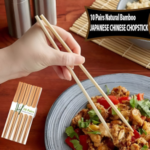 20 Pcs Natural Bamboo Chopsticks (10 Pairs)