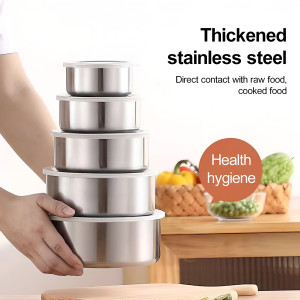 5 Pieces Stainless Steel Food Storage Containers with Protective Lids
