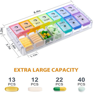 Weekly Pill Organizer - 7 Days Medicine Box
