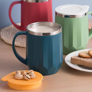 Insulated Tea Cup Various Colours Stainless Steel Vacuum Mug Thermal Coffee Cup Tumbler With Lid 400 ml (Blue)