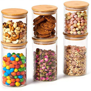 Kitchen Glass Canister Airtight Food Storage Container – Borosilicate Glass Jars with Acacia Lid