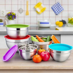 5-Piece Stainless Steel Nesting Set – Salad Bowls with Polished Mirror Finish