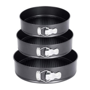 Carbon Steel Non-Stick Springform Cake Pan – Pack of 3 for Versatile Baking