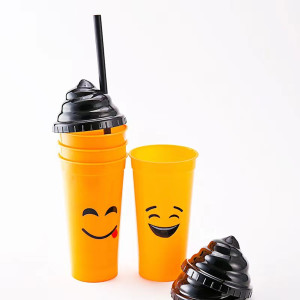 500ml Emoji glass with Straw – Fun & Kid Friendly (1 Piece)