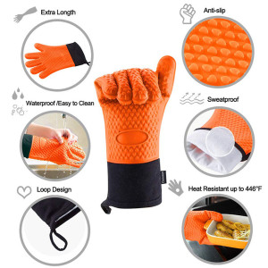 Heat-Resistant Silicone Grilling Gloves – Waterproof & Durable 1-Piece
