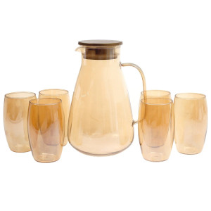 Elegant 7-Piece Set – 2200ml Glass Water Pitcher with Lid & 395ml Glasses