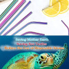 6 Pcs Stainless Steel Reusable Straws with 1 Cleaning Brush