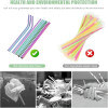 6 Pcs Stainless Steel Reusable Straws with 1 Cleaning Brush