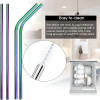 6 Pcs Stainless Steel Reusable Straws with 1 Cleaning Brush