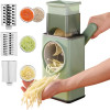 Hand Rock Drum Multi-Function Vegetable Cutter with 6 Detachable Blades – Ideal for Fruits, Vegetables, Nuts, and Cheese